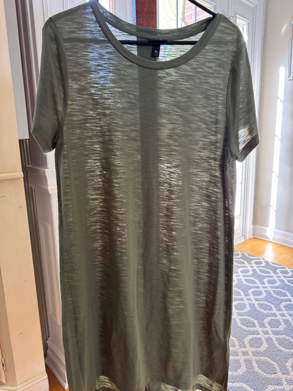 Lightweight Olive Green Short Sleeve T shirt dress XL